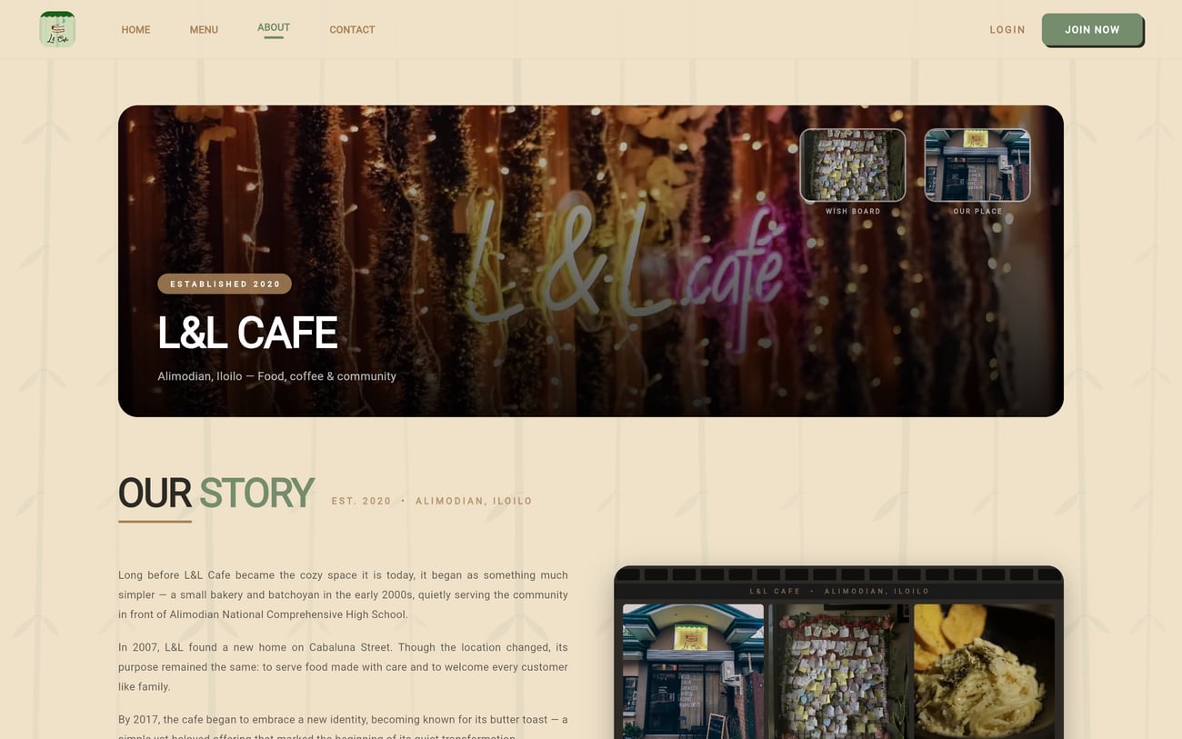 L&L Cafe — about page