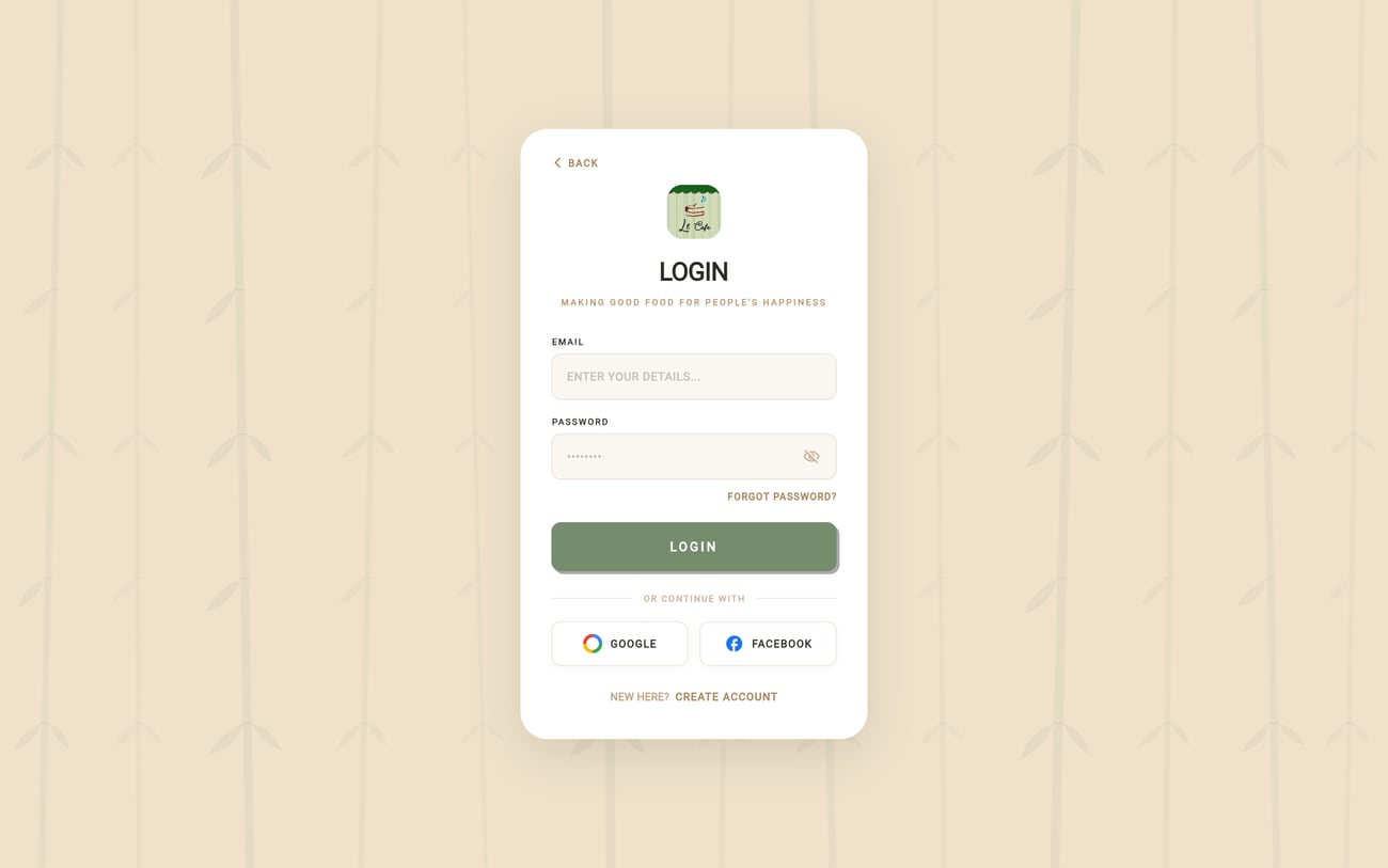 L&L Cafe — login screen